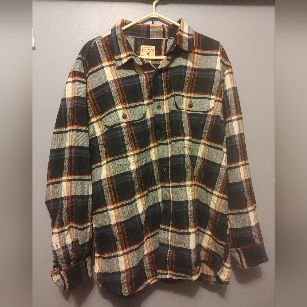 Red head Plaid Flannel thicker Shirt